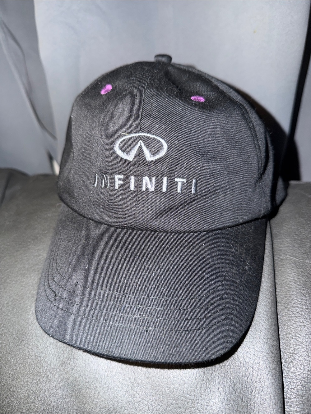 Infiniti motor sport vehicle collectible Black Baseball Cap with Pink Eyelets